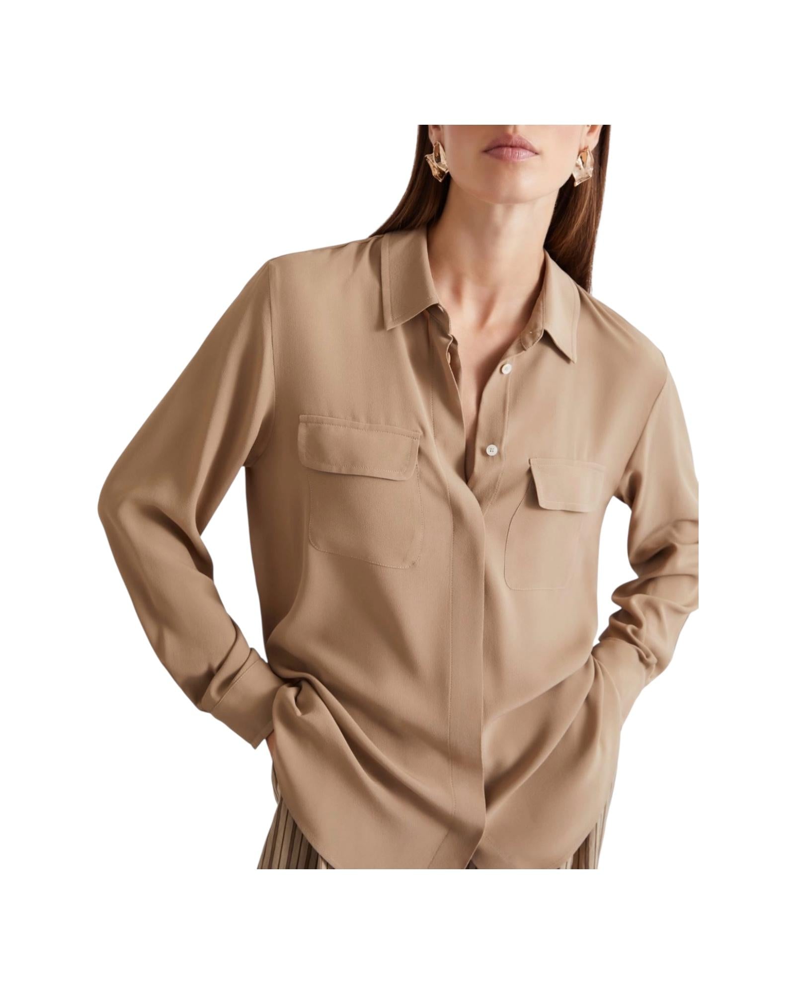 Camicia in crêpe di misto seta Beige FEBE 002 MARELLA 