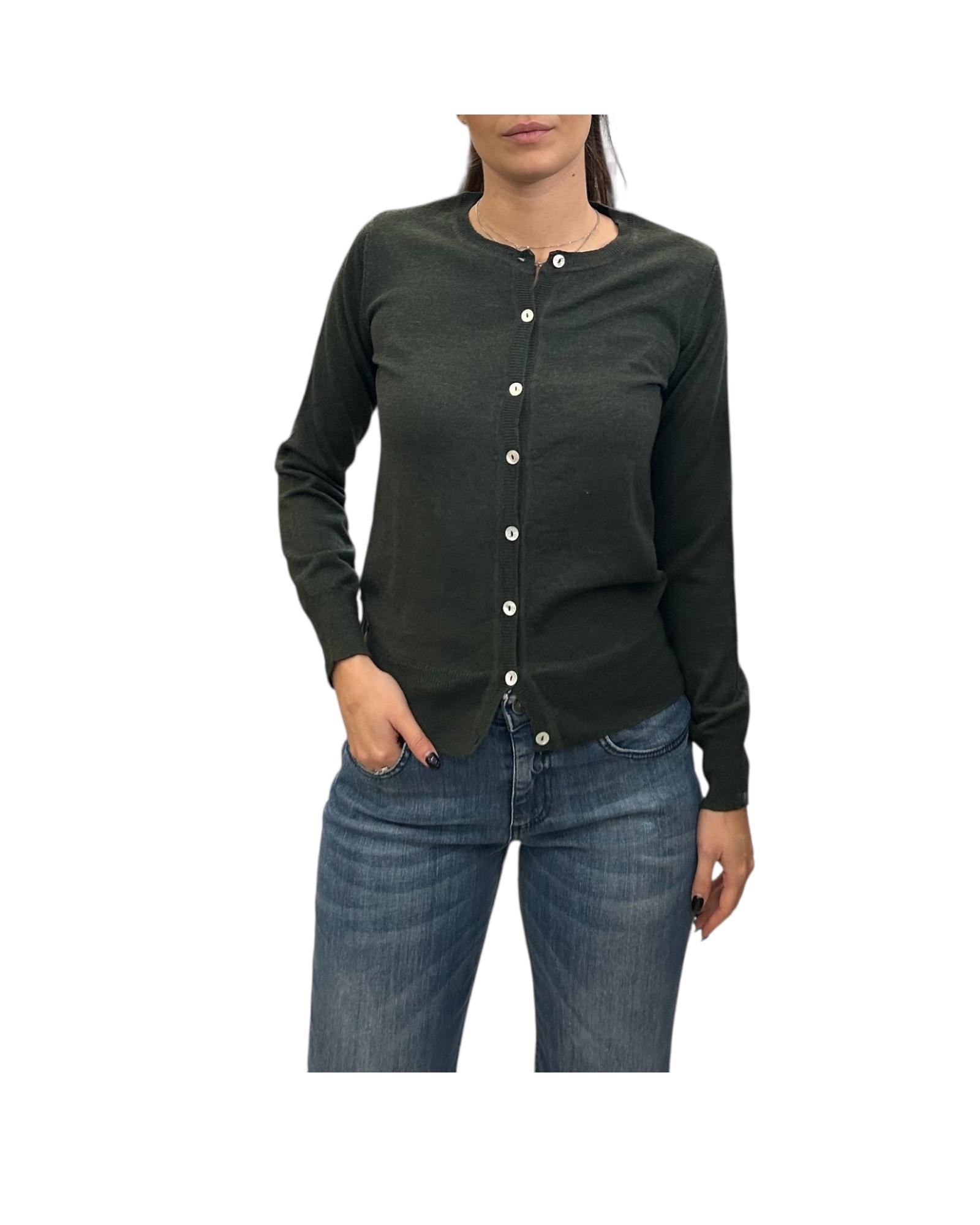 Cardigan girocollo in lana merino Verde CARDIGAN GIROCOLLO VERDE AlEXANDRE STONE 