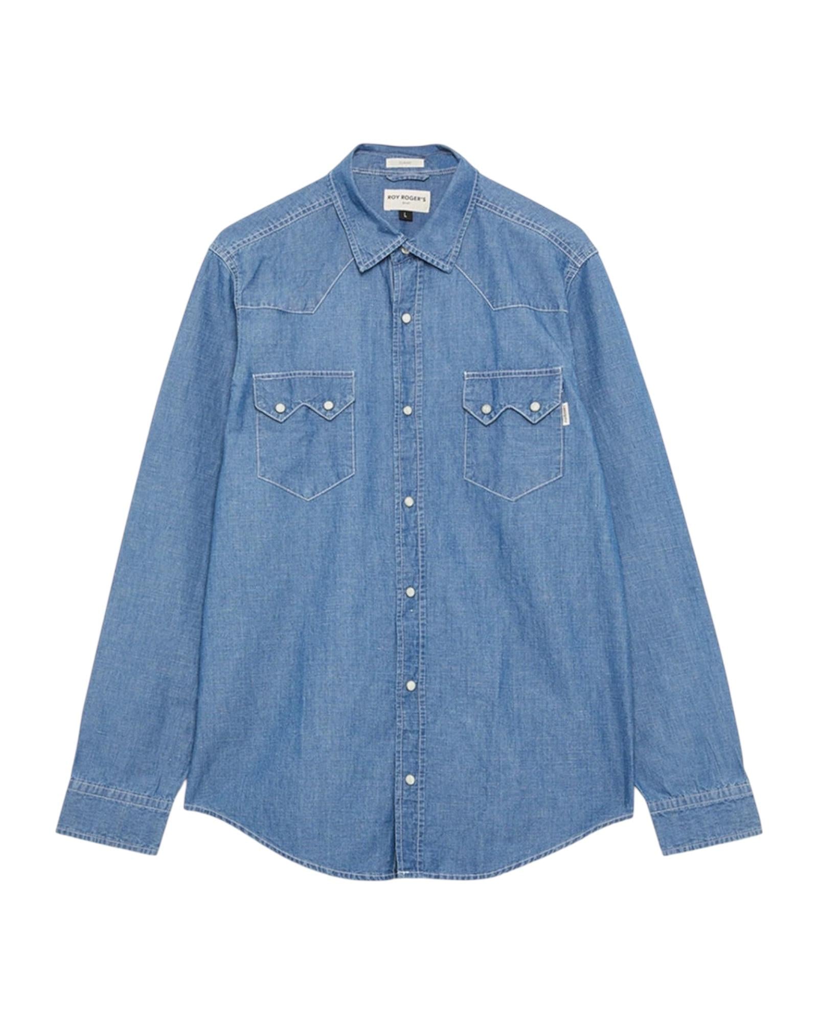 Western Shirt denim cotton linen Light Stone RRU148CK682372 C0999 ROY ROGER'S
