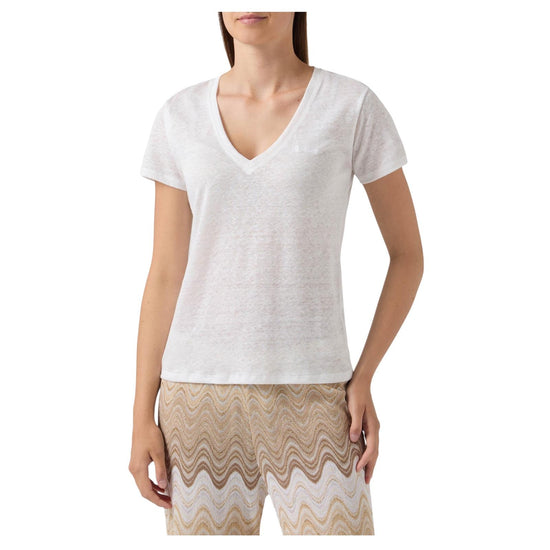 T-shirt in lino Bianco con logo ricamato ELOI001 08675L MC2 SAINT BARTH 