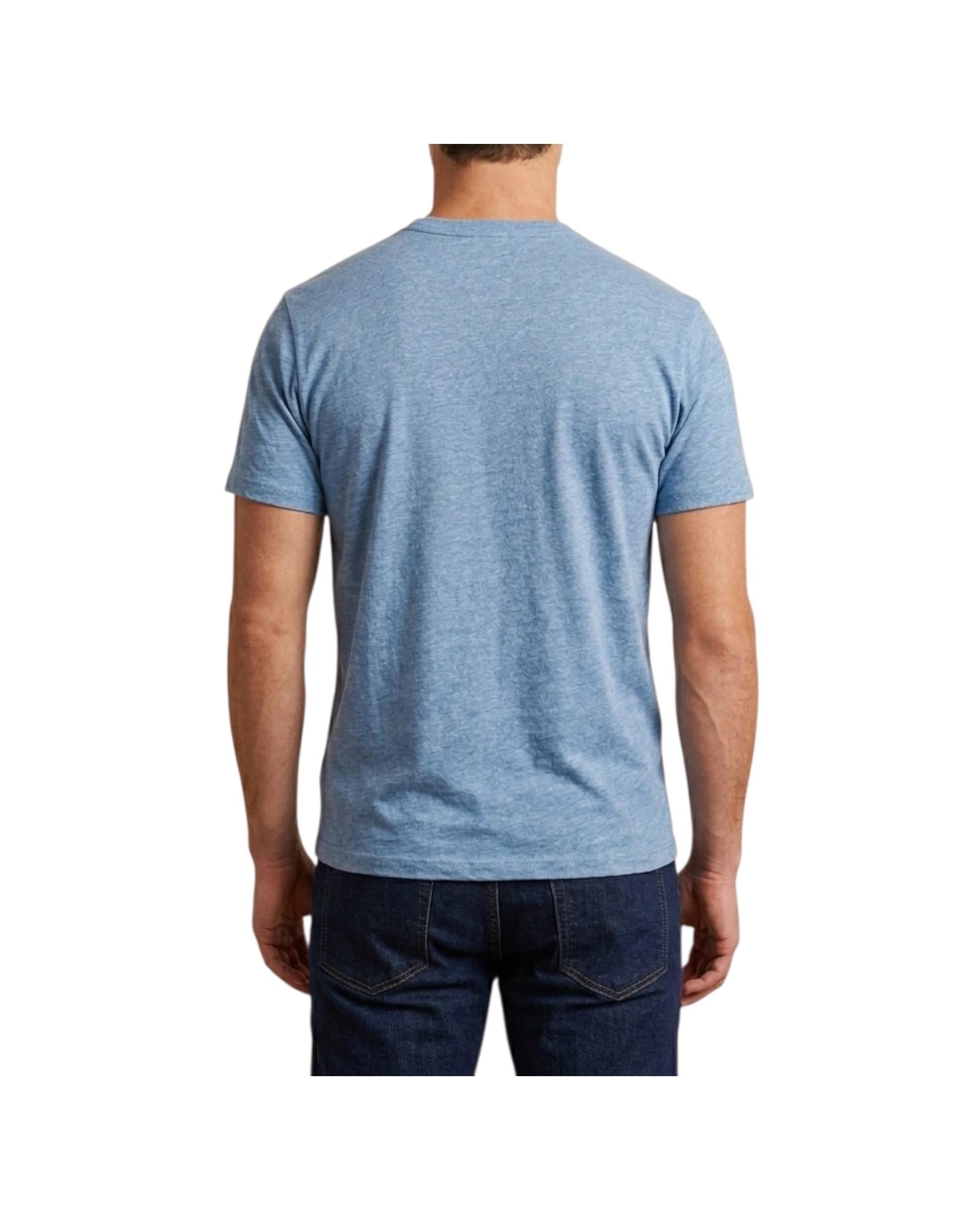 T-Shirt in puro lino con logo ricamato Dusty blu ECS0003 00143L MC2 SAINT BARTH 