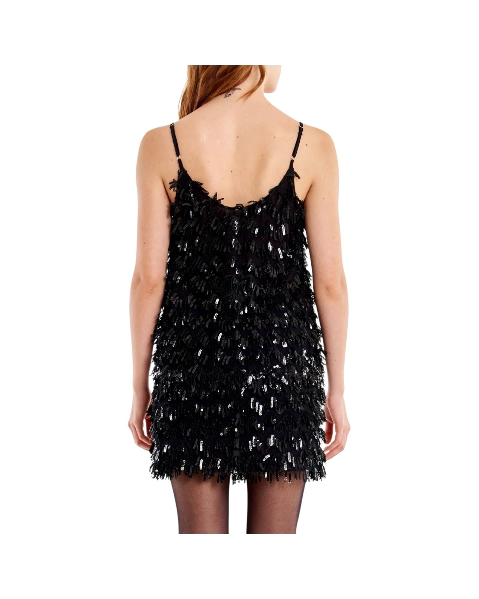 Canotta Tulle e Paillettes Nero TF0475 NERO VICOLO 