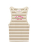 Ada canotta in cotone a coste a righe beige