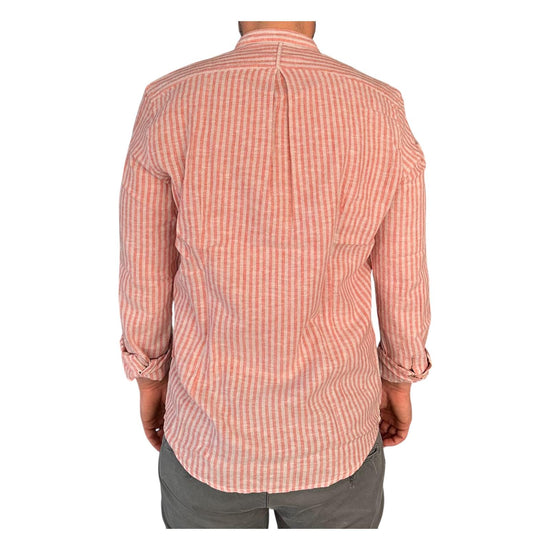 Camicia uomo misto lino a righe Rust AU25S06CA LINCOT366 RUST ALLEY DOCKS 