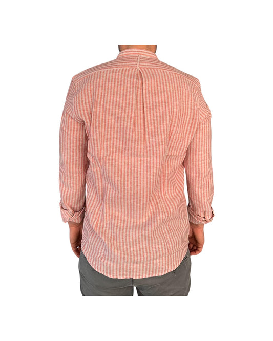 Camicia uomo misto lino a righe Rust AU25S06CA LINCOT366 RUST ALLEY DOCKS 