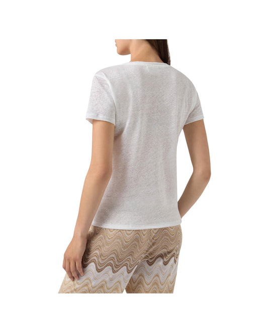 T-shirt in lino Bianco con logo ricamato ELOI001 08675L MC2 SAINT BARTH 