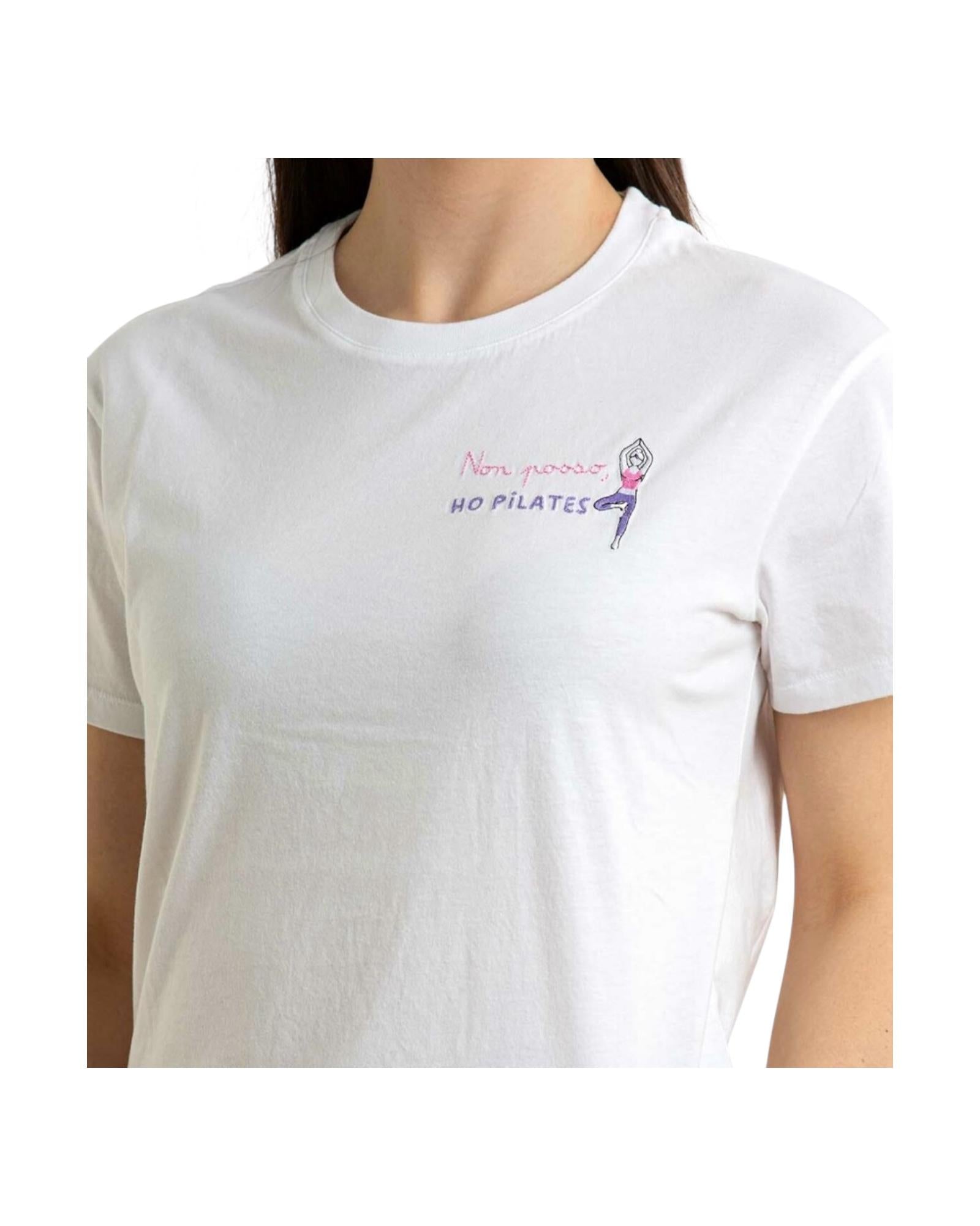 T-shirt Emilie in cotone con ricamo Non posso ho pilates EMI0001 06018H MC2 SAINT BARTH 