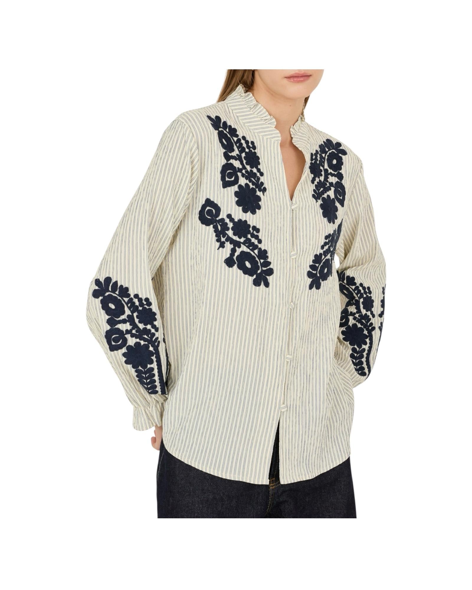 Camicia con ricamo floreale D39V1111 FANTASIA SOUVENIR 