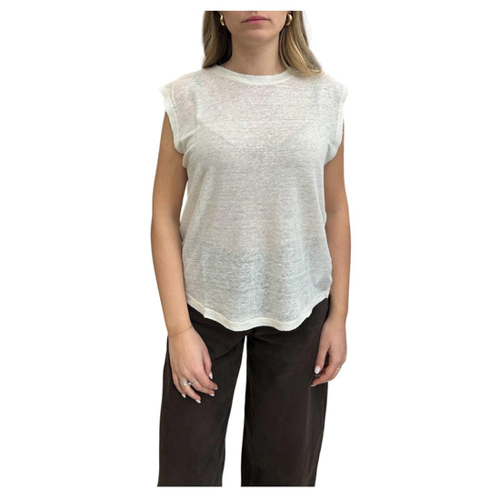 T-shirt in lino Bianco JOSI BIANCO CHS 