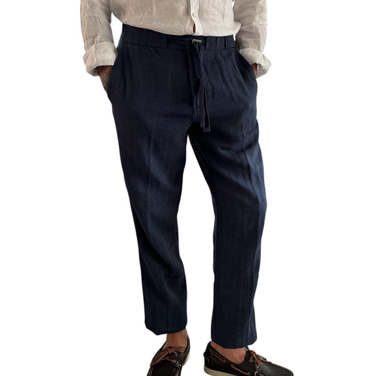 Pantalone misto lino Blue Navy AU25S31PA PA1432 NAVY BLUE Alley docks 