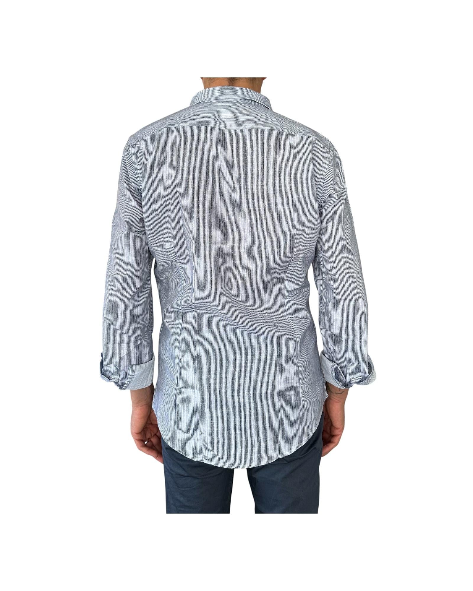 Camicia Uomo misto lino righe bianco blu CAMICIE COTONE LINO RIGHE BIANCO BLU RE.VI.VAL 