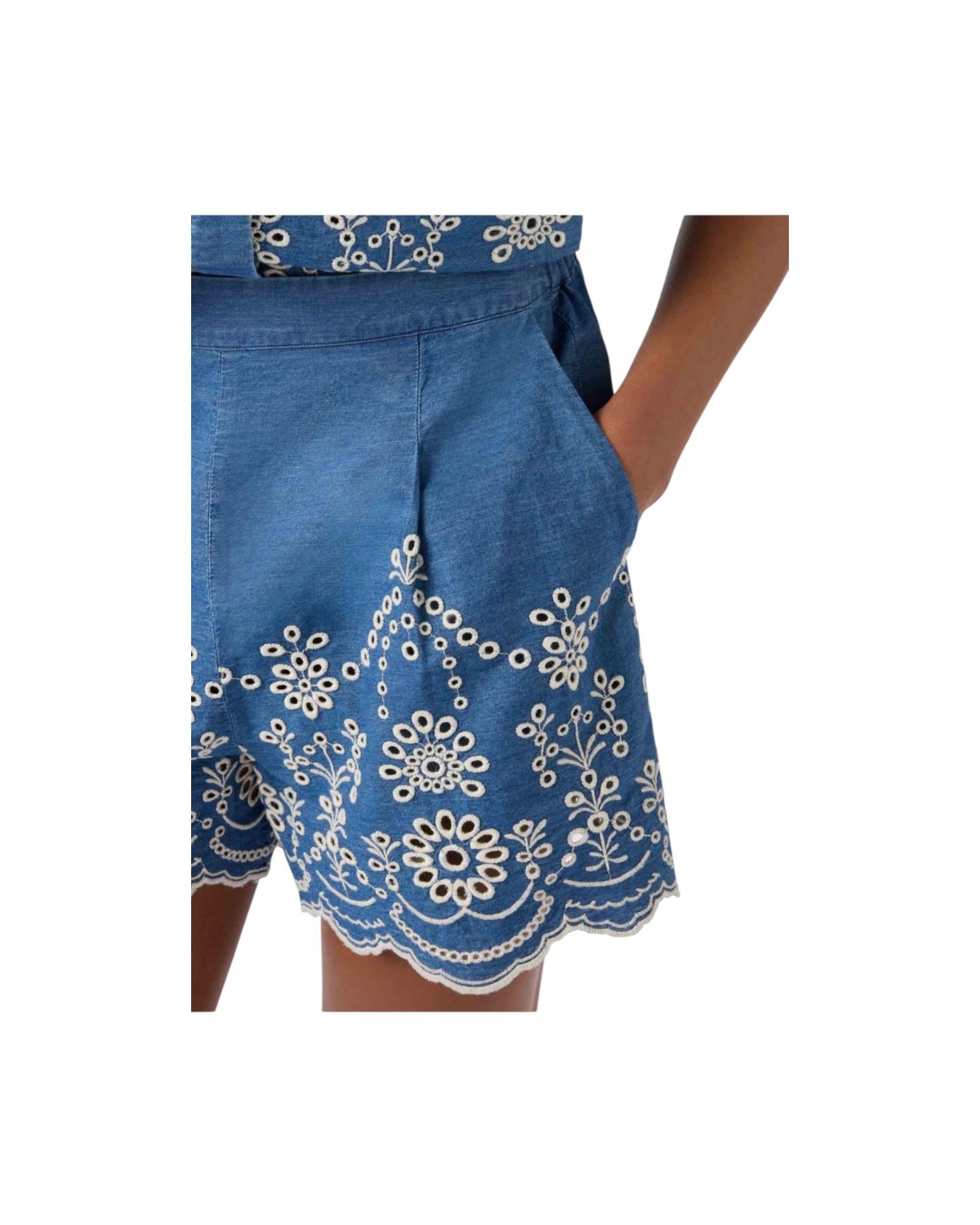 Short in chambray con ricamo AMN0001 00473L MC2 SAINT BARTH 