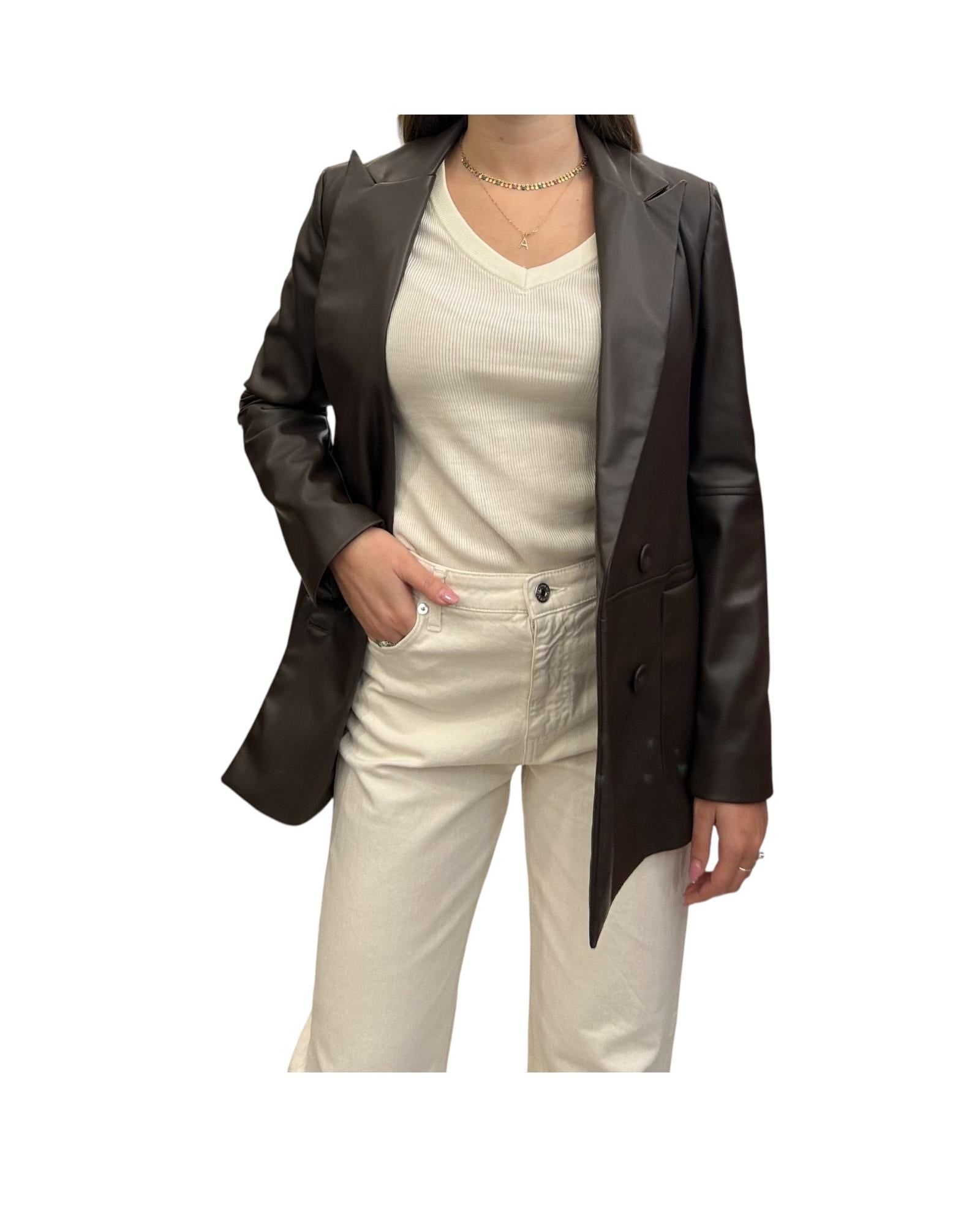 Blazer monopetto in ecopelle Moro JMI P026 028 haveone