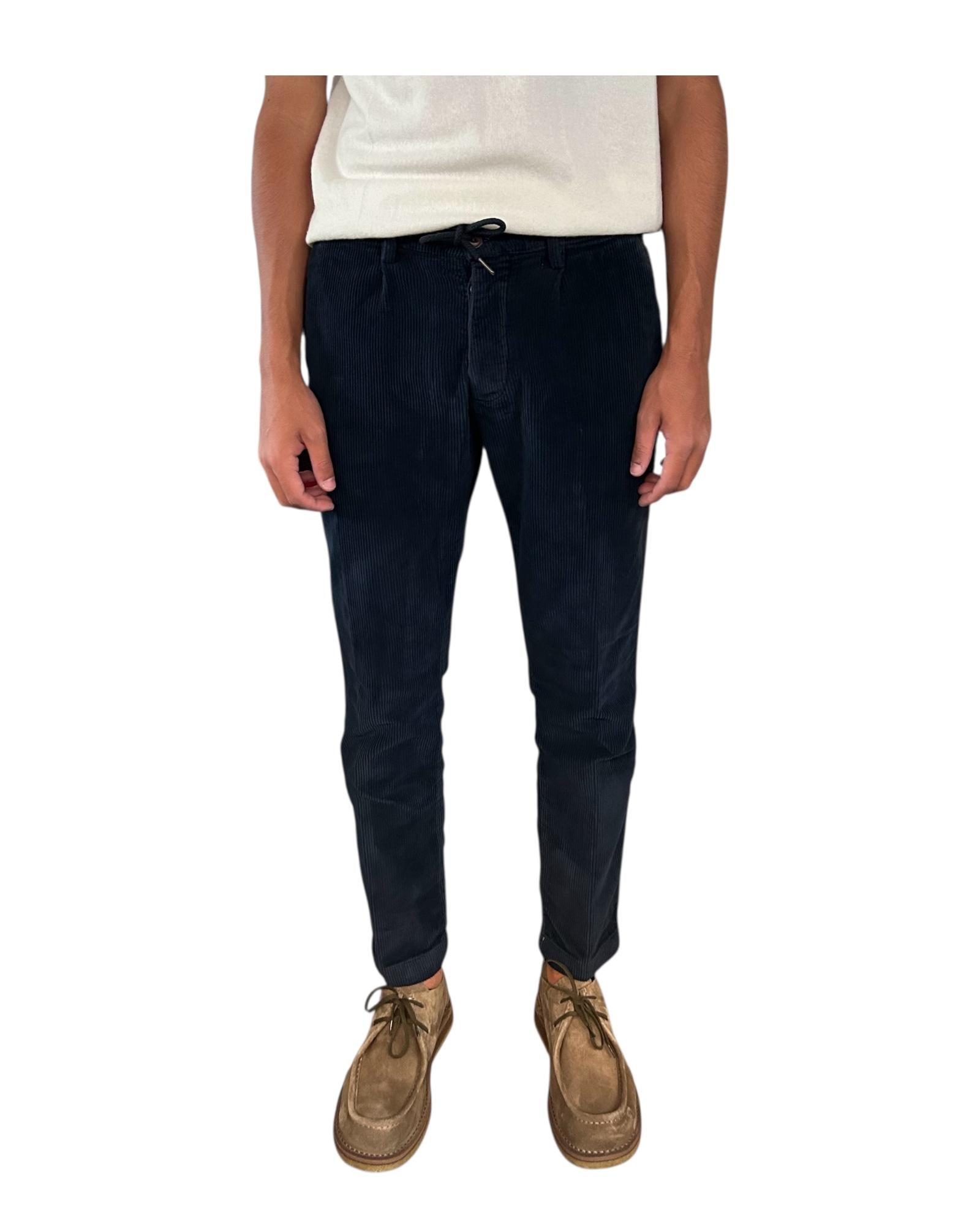 Pantalaccio Bristol velluto 500 righe Dark navy 019 BRISTOL VELVET DARK NAVY MODFITTERS 