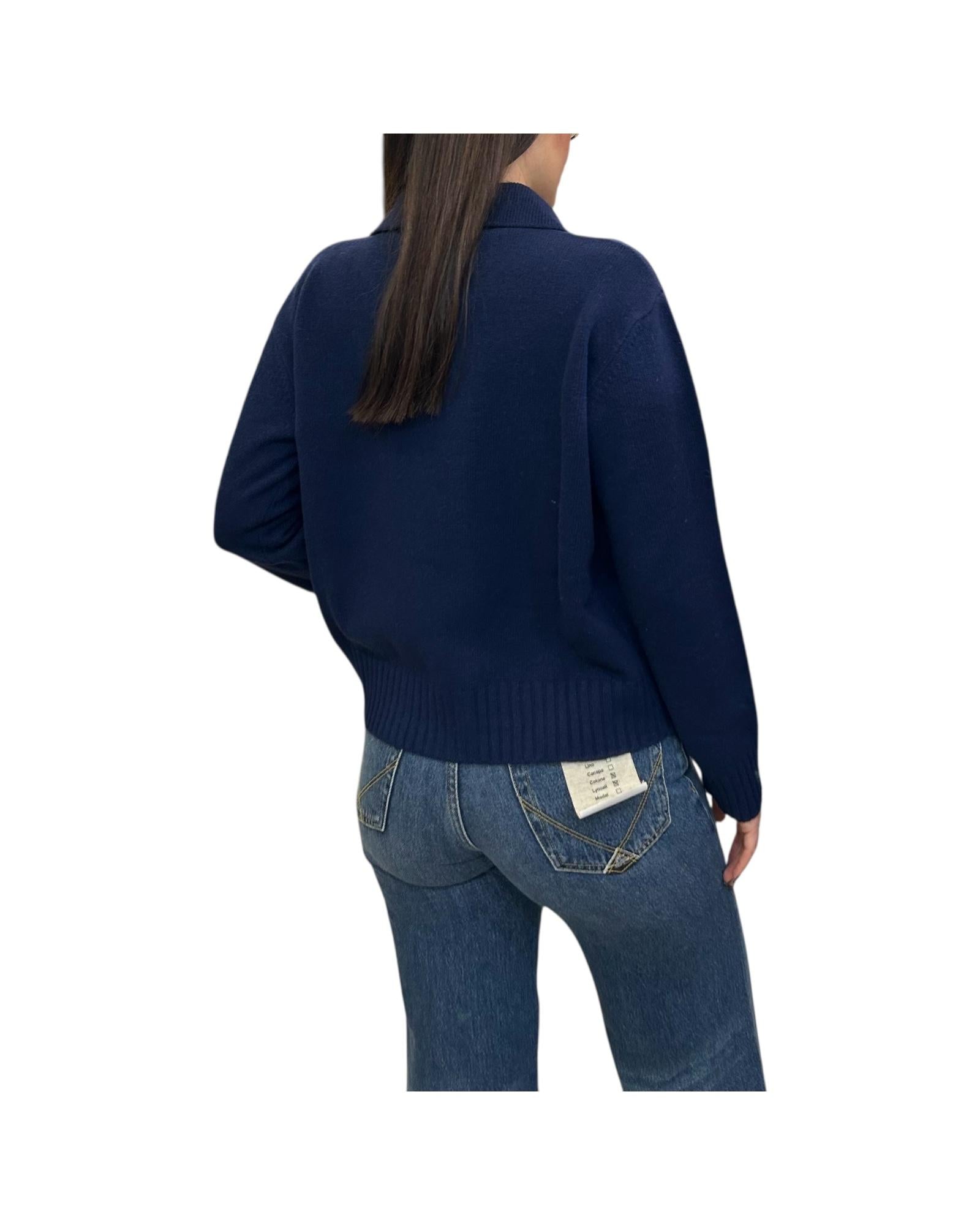 Cardigan doppiopetto in lana Navy C04 808 222 Floor 