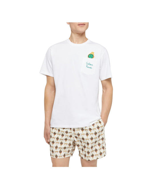 T-shirt in cotone con ricamo e stampa orologio AUS0001 04344L MC2 SAINT BARTH 