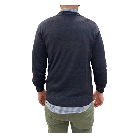 Maglia girocollo tinta in capo Blu 12200F 208 RETOIS 
