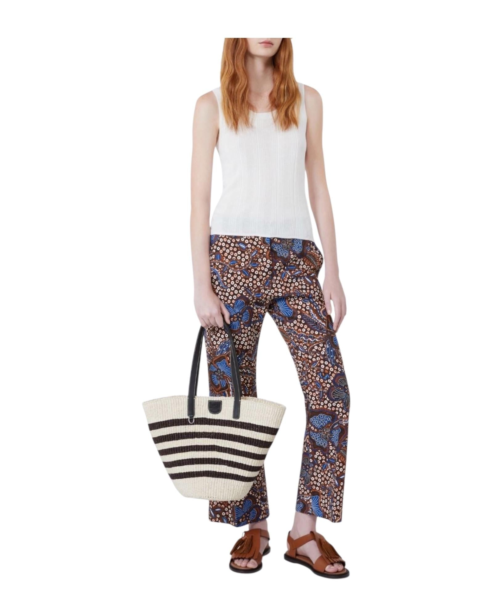 Pantalone in stuoia di cotone stampato DONDE 001 MAX MARA WEEKEND 
