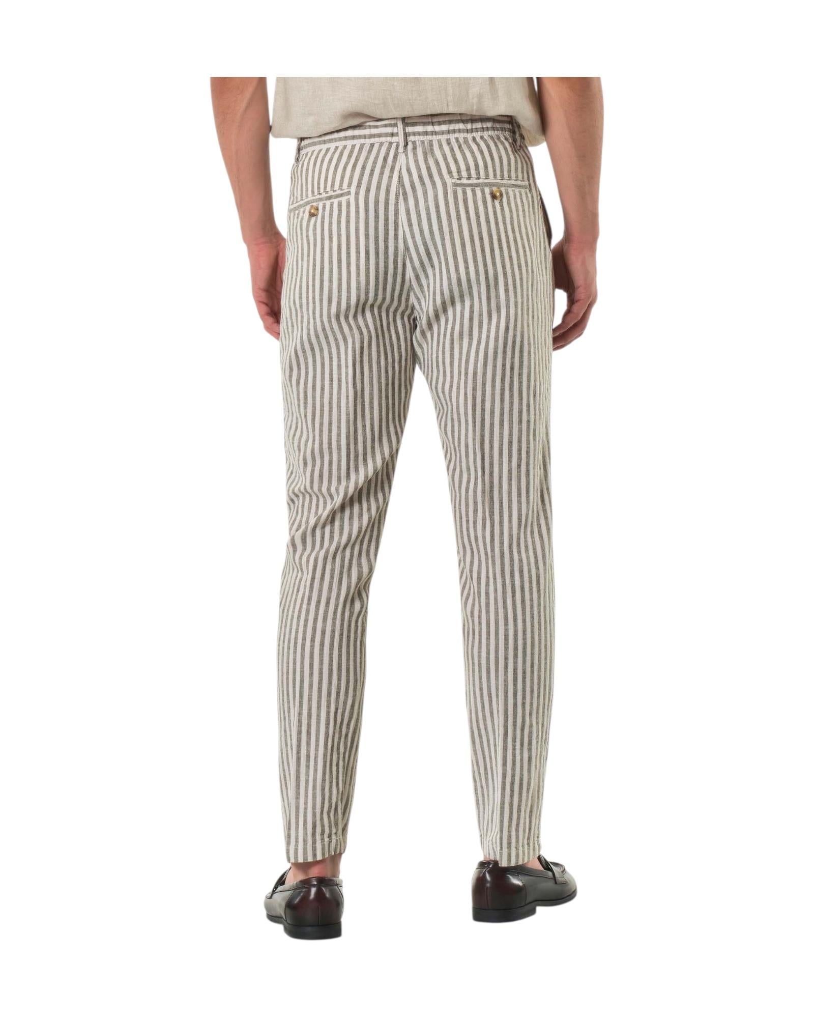 Pantalone misto lino righe Army Green AU25S32PA PA1413 ARMY GREEN Alley docks 