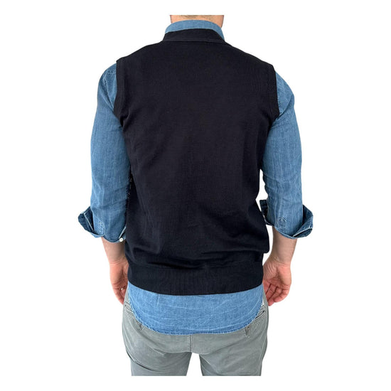 Gilet scollo a V tinta unita navy 00122549M 491 MONTECHIARO 