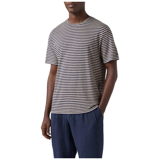 T-shirt in misto lino con ricamo logo Blu DOV0010 00283L MC2 SAINT BARTH 