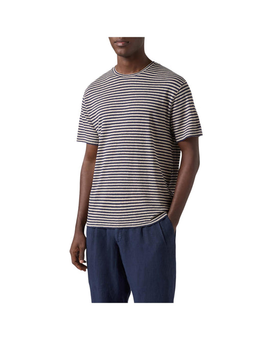 T-shirt in misto lino con ricamo logo Blu DOV0010 00283L MC2 SAINT BARTH 