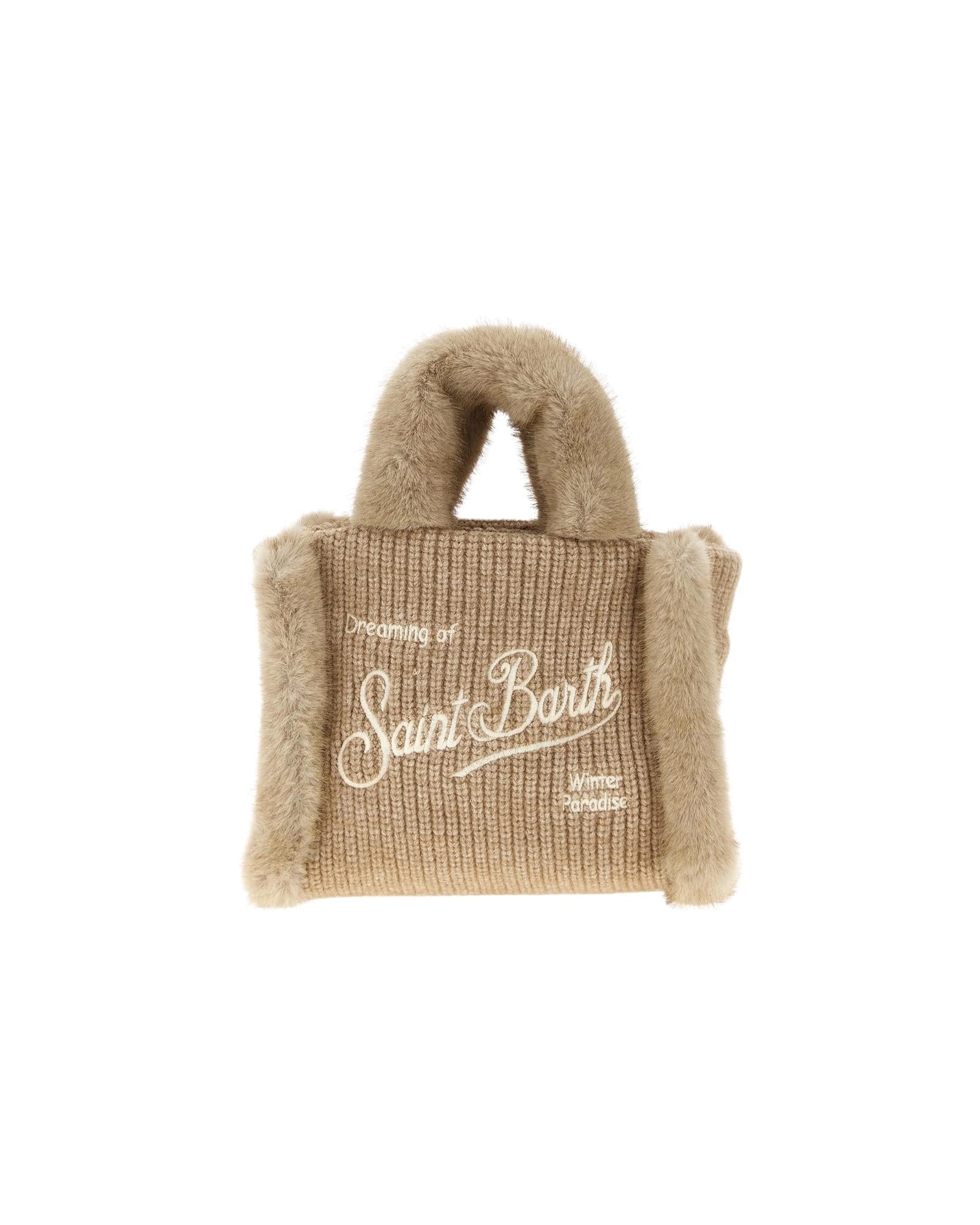 Borsa mini vanity shearling rib fur Beige VAMI022 00295I MC2 SAINT BARTH