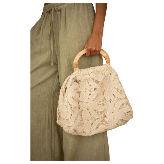 Borsa con manico di legno Panna D02E0221 PANNA PHILIA LOFT 