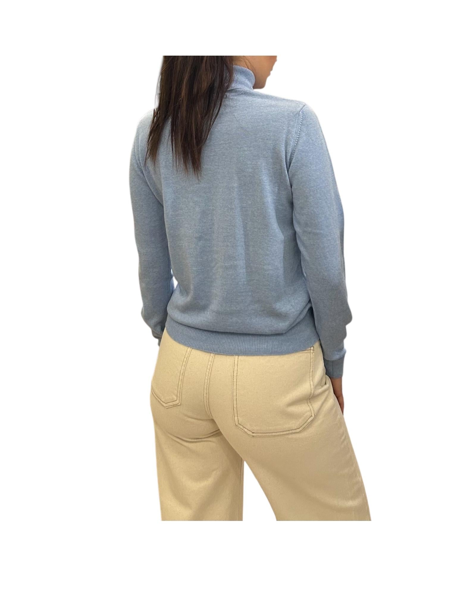 Dolcevita in lana merino Celeste MAGLIE COLLO ALTO CELESTE AlEXANDRE STONE 