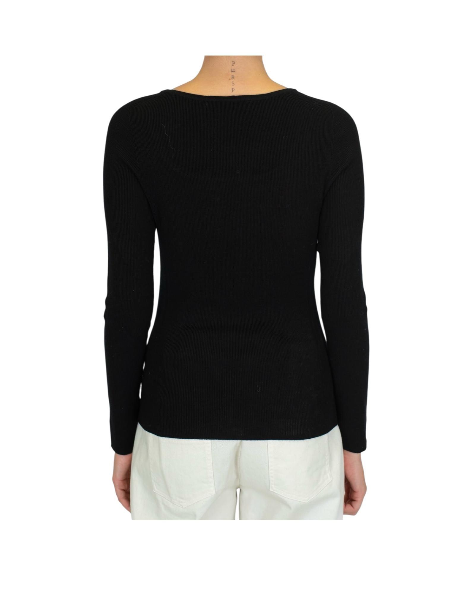 Maglia scollo madonna in lana merino Nero MTA P103 001 haveone