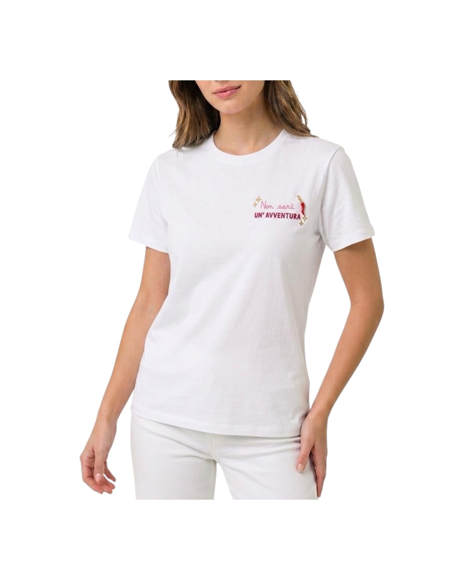 T-shirt in cotone con ricamo Non sarà un'avventura EMI0001 08645L MC2 SAINT BARTH 