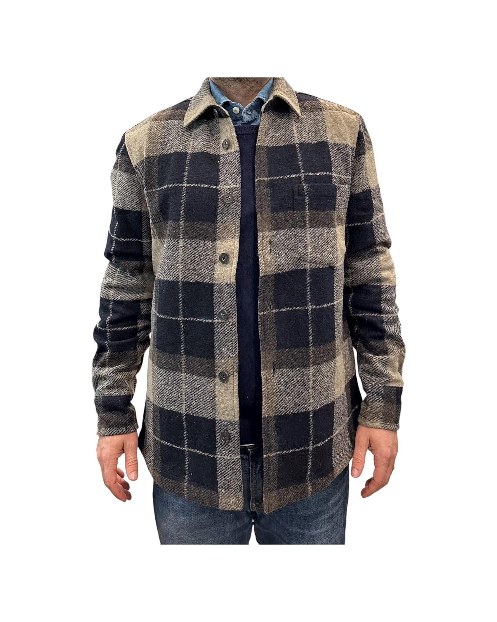 Overshirt Check blue greige AU26W27JK FLA968 BLUE GREIGE Alley docks 