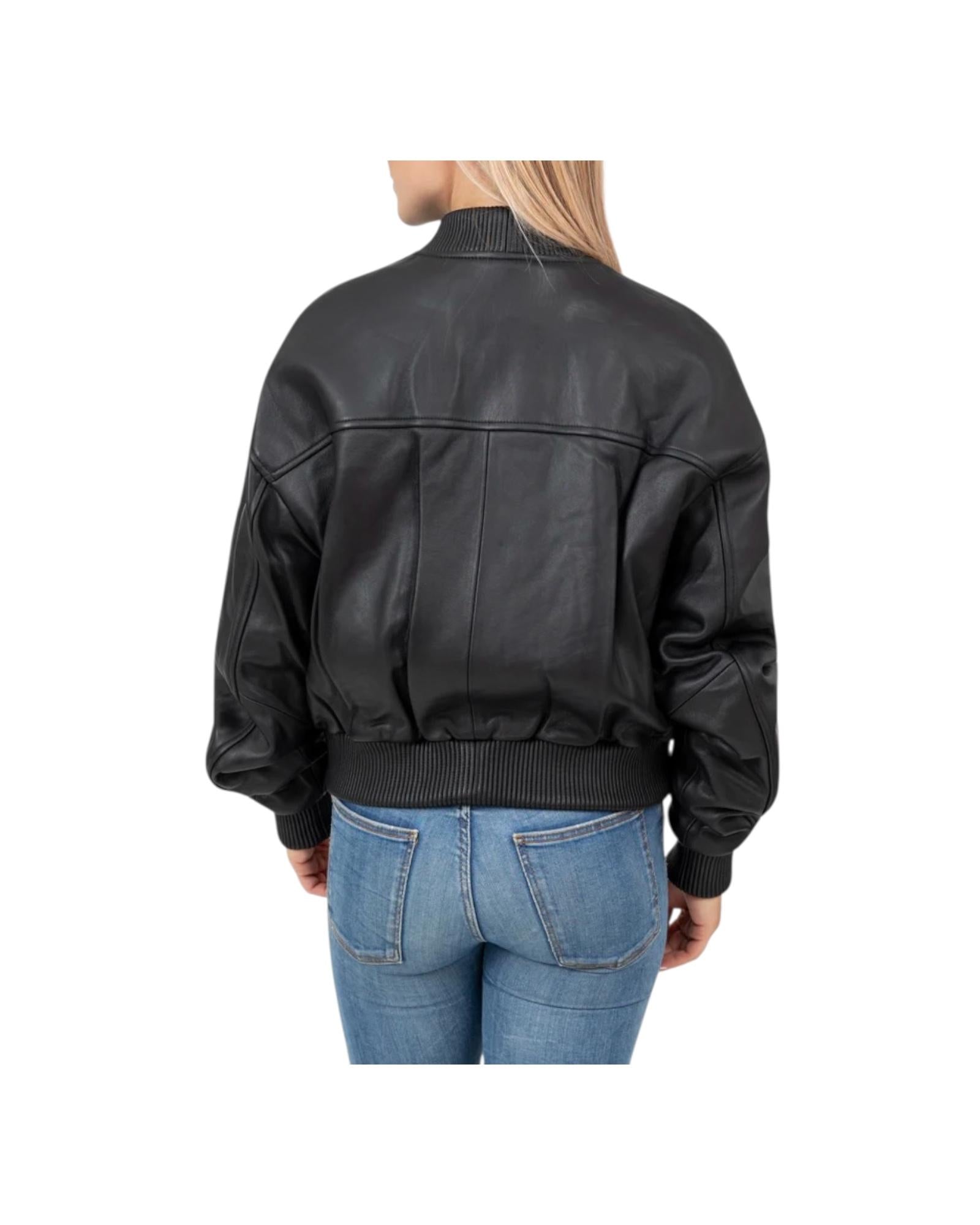 Giacca in pelle Naomi Black BWNAOMIF5 BLACK BOMBERS ORIGINAL 