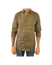 Camicia Uomo in lino Army green