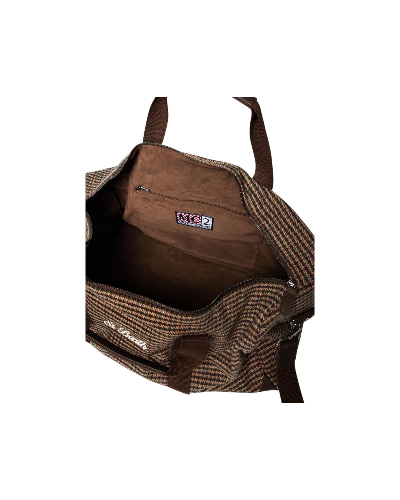 Borsone da viaggio in lana Pied de poule Marrone JTEL0010 00188I MC2 SAINT BARTH 