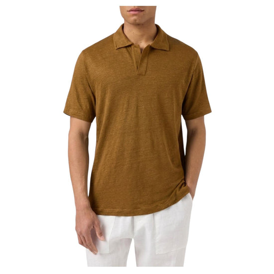 Polo in puro lino Camel FRS0001 00141L MC2 SAINT BARTH 