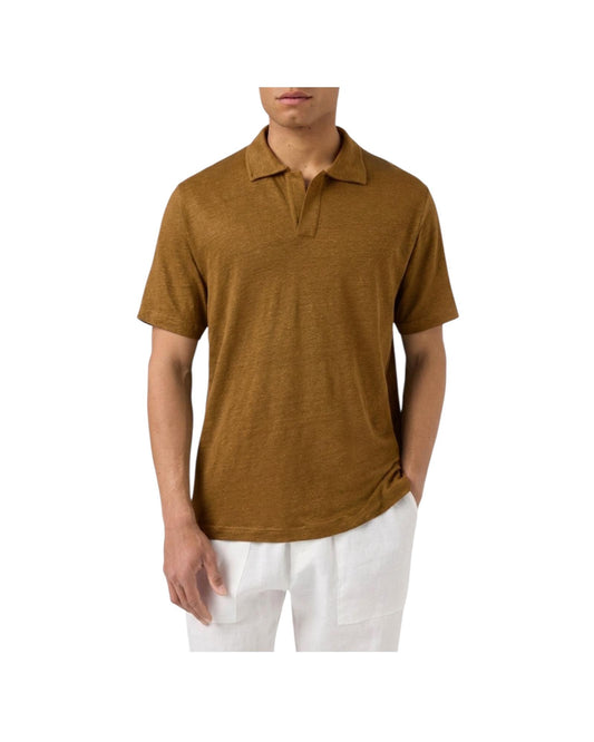Polo in puro lino Camel FRS0001 00141L MC2 SAINT BARTH 