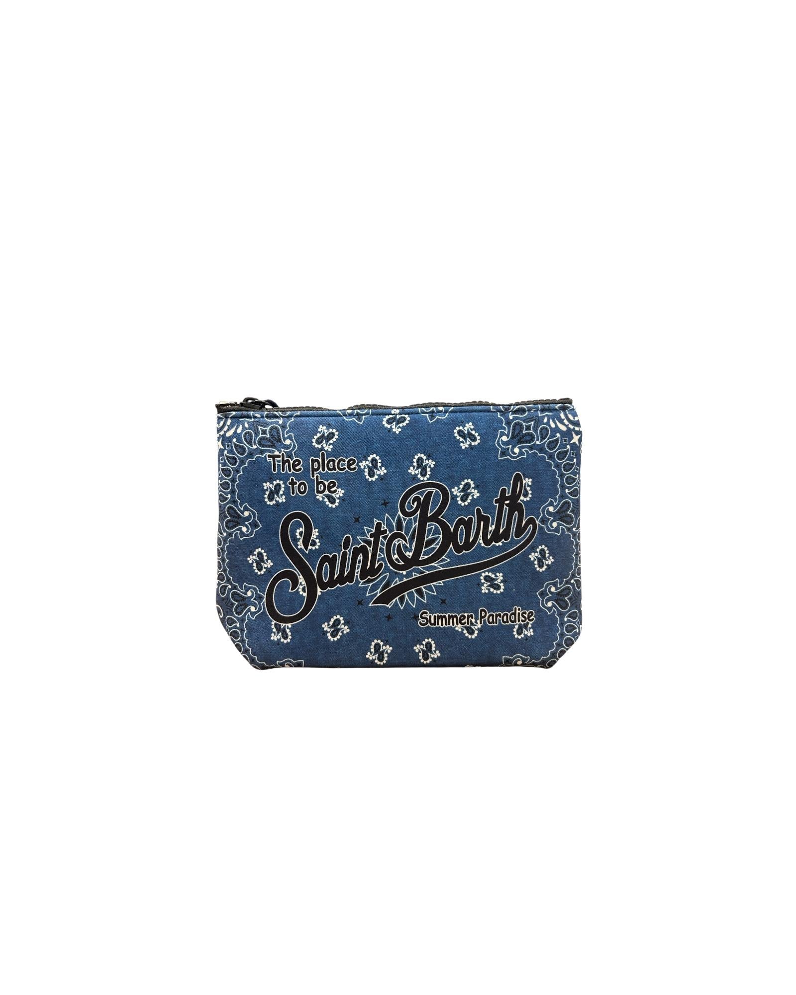 Pochette Aline in scuba con stampa Bandana blu ALIN001 07587L MC2 SAINT BARTH 