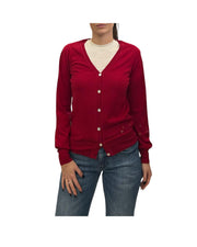 Cardigan in lana merino con scollo a V Rosso