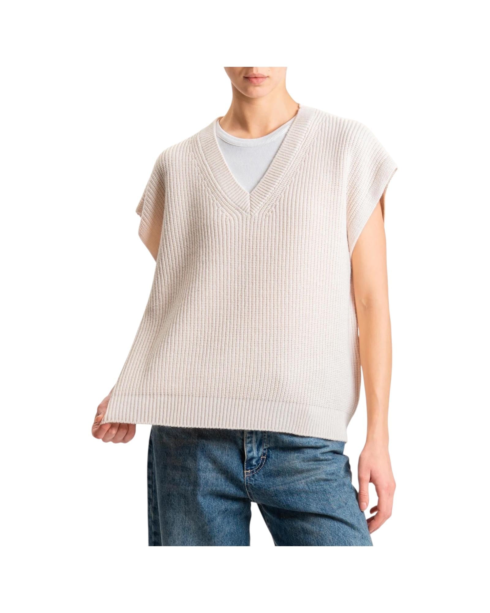 Gilet scollo a V costa inglese Panna LFP P050 PANNA haveone