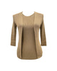 Maglia senza colletto con maiche a 3/4, nocciola.