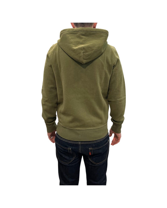 Felpa full zip Verde militare W4004 MILITARY GREEN BL'KER 