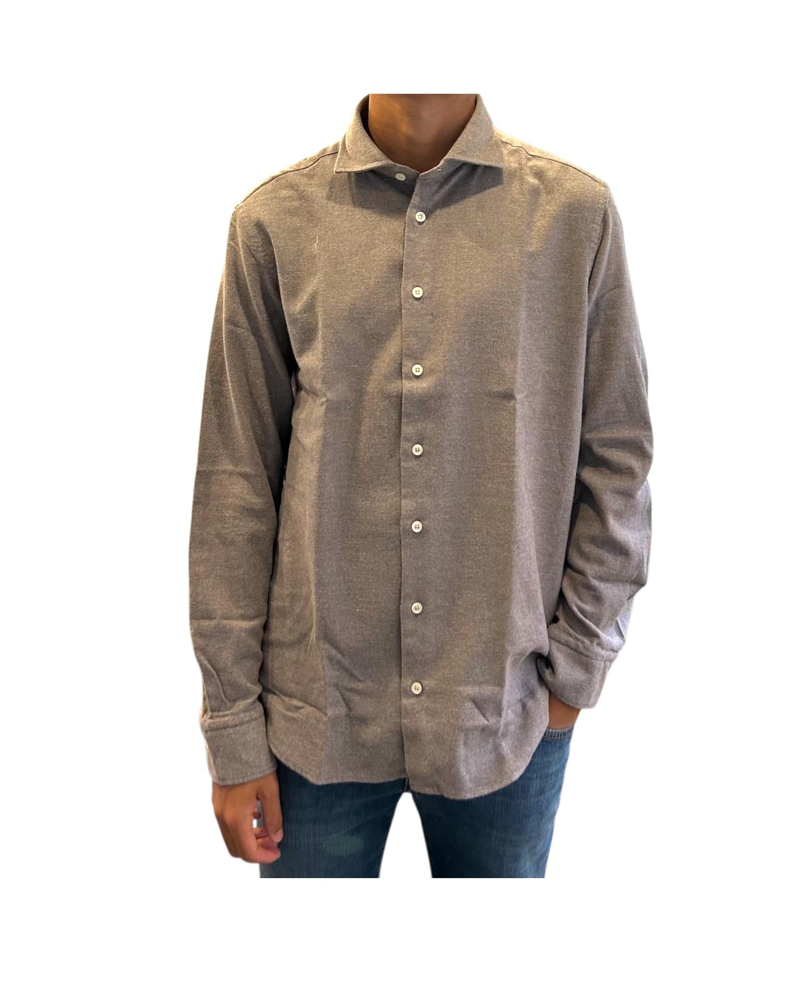 Camicia uomo in flanella Tortora B2338 3 BASTONCINO