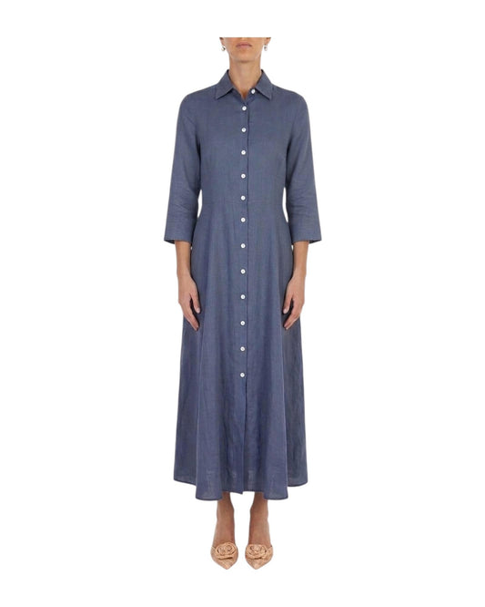 Abito Chemisier lungo in lino Denim D050 VESTITO 22 BASTONCINO 