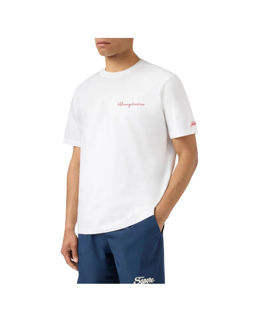 T-shirt Portofino bianca con ricamo Abbronzatissimo POT0001 04532L MC2 SAINT BARTH 