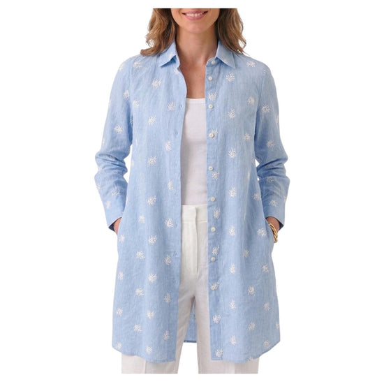 Camicione in lino e cotone Azzurro D205 AZZURRO BASTONCINO 
