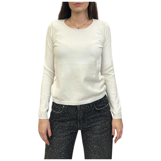 Maglia con pizzo posteriore Panna MNC P171 PANNA haveone 