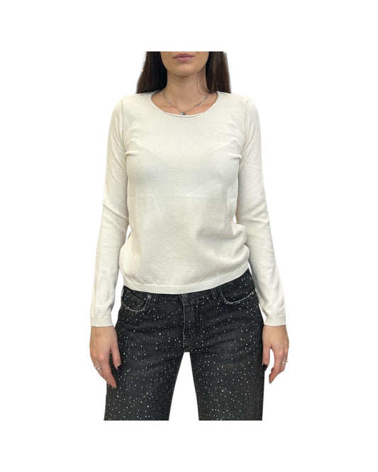 Maglia con pizzo posteriore Panna MNC P171 PANNA haveone 