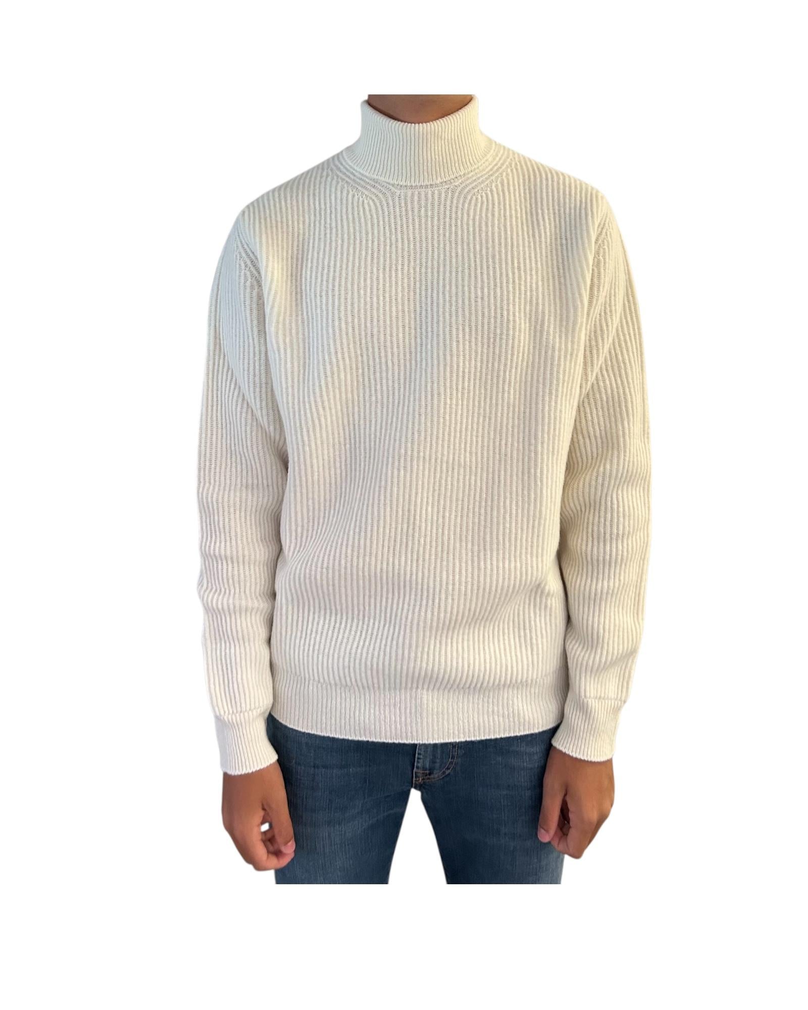 Maglione a costa inglese Panna 6144 0125 +39MAsq