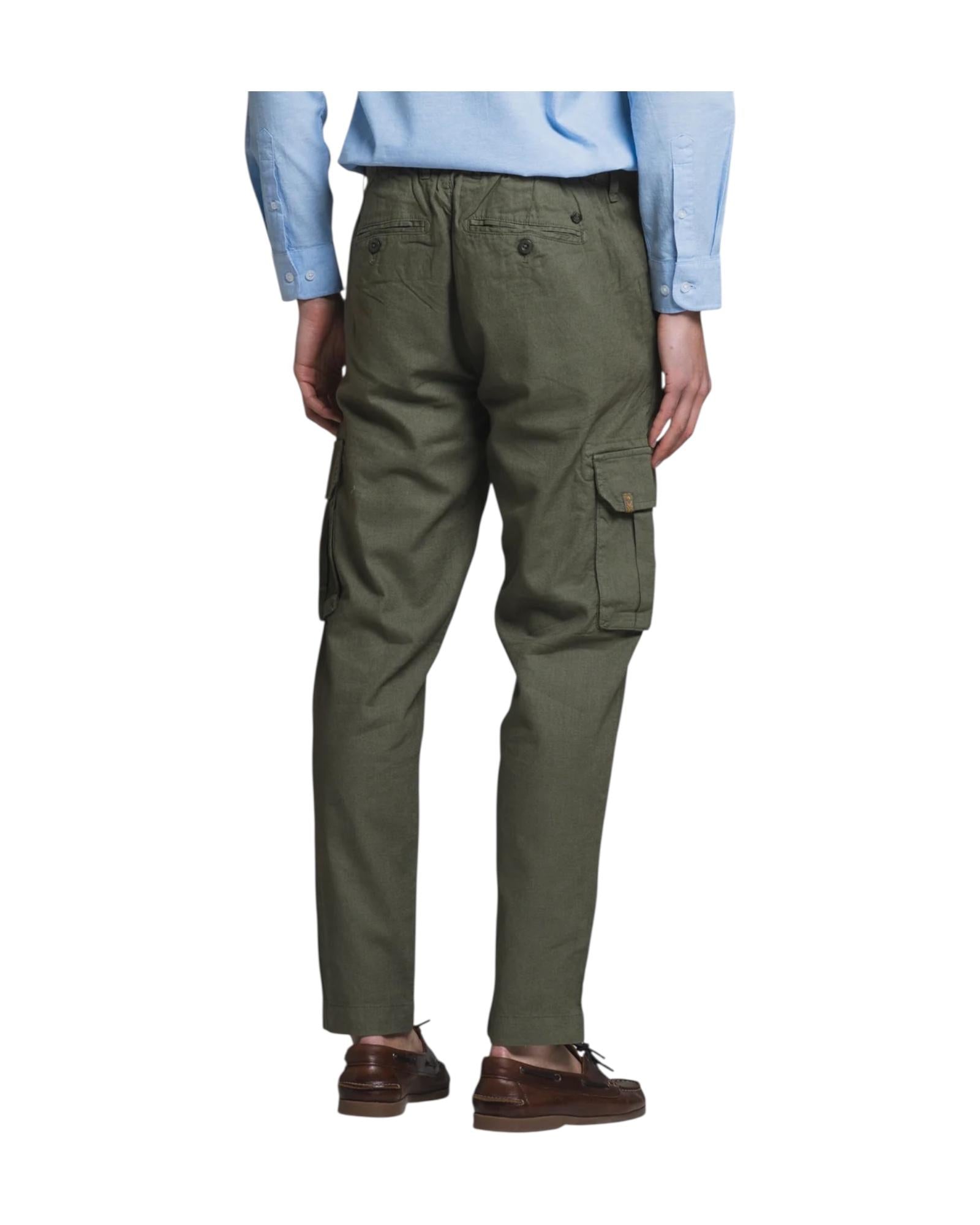 Pantalone Cargo in misto lino Military green ELMON MLNC03 IMPURE 